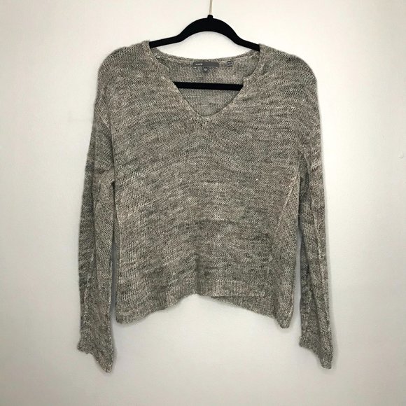 Vince split neck linen blend sweater - Picture 3 of 12